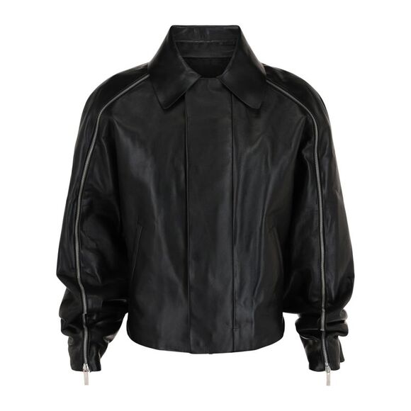Ferragamo Contrasting Panels Zip Up Leather Jacket Multi Mens